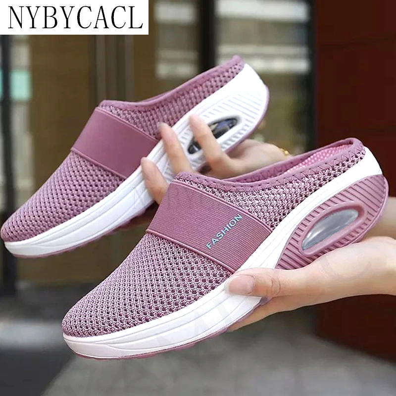 

2022 Women Sandals Fashion Wedges Platform Shoes Female Slides Slippers Breathable Mesh Lightweight Ladies Footwear New