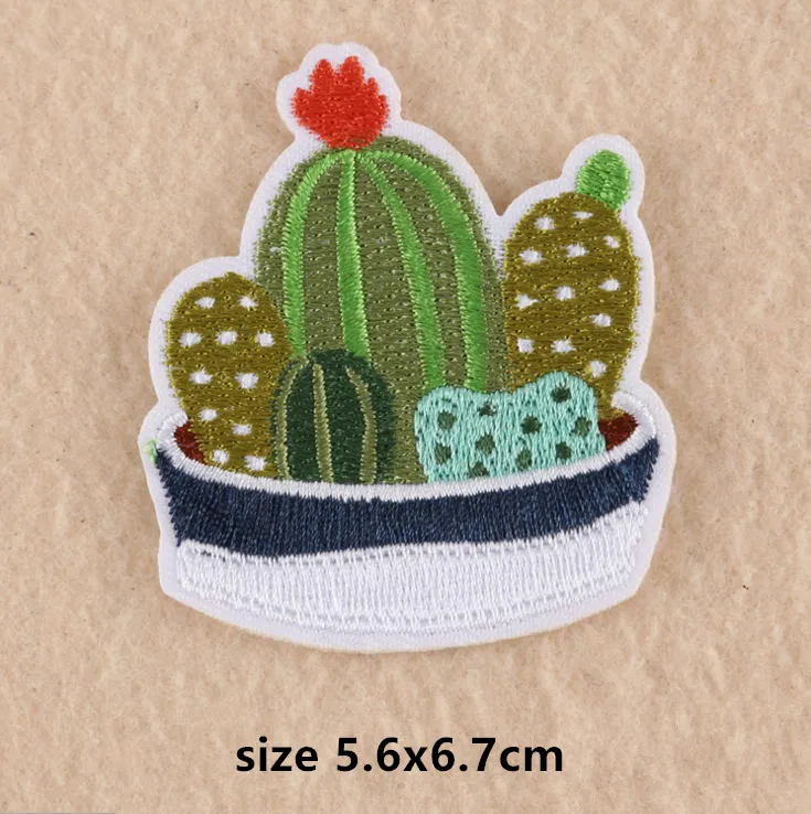 Новое поступление 10 шт. вышитая нашивка с растением кактуса утюг на аппликации