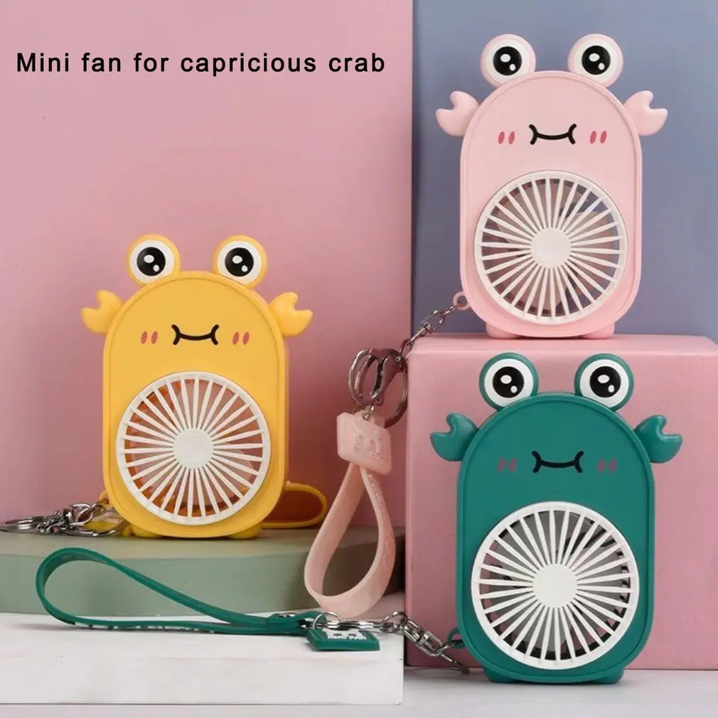

Creactive Cartoon Cute Little Crab Handheld Portable Usb Charging Small Fan Outdoor Keychain Mini Fan