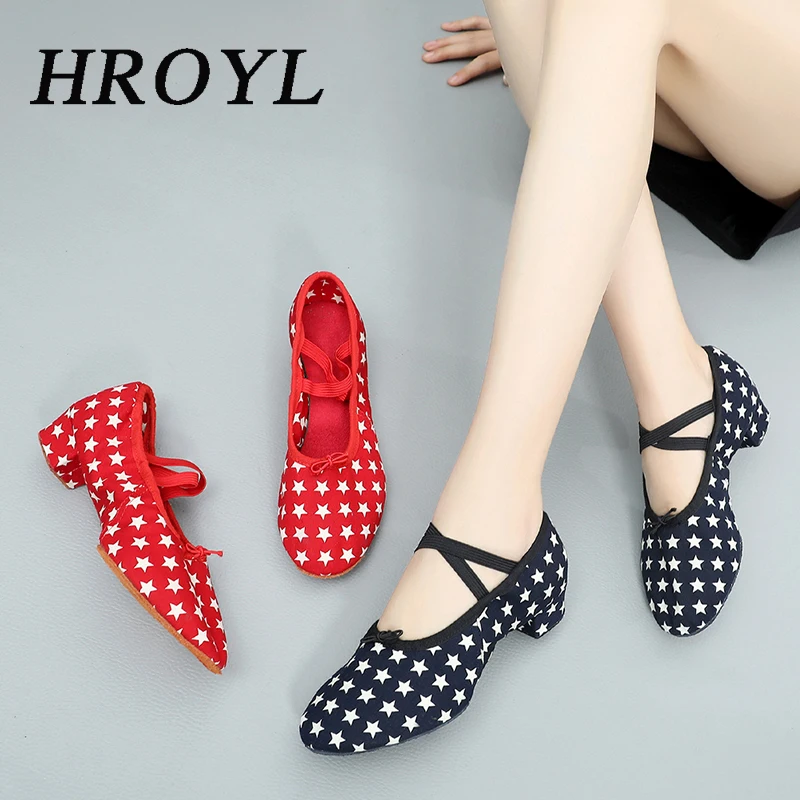 

HROYL Latin Dance Shoes for Woman Girls Ladies Practise Teachers Shoes Graffiti Ballroom Modern Tango Jazz Dancing Shoes