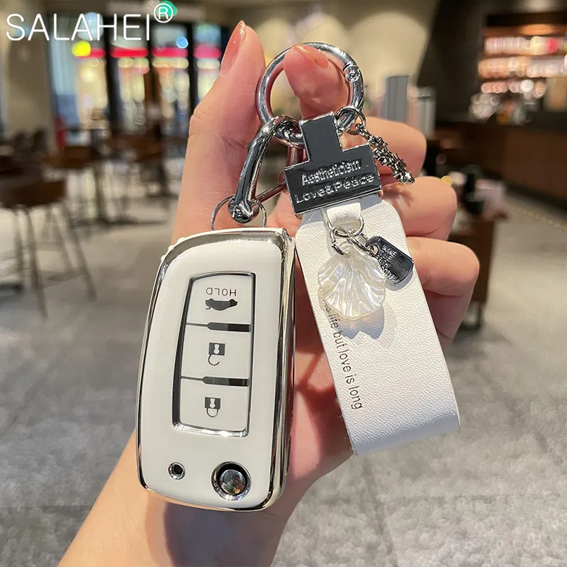 

Soft TPU Car Key Case Anti-Lost Number Plate Keychain For Nissan X-Trail Juke Micra Pulsar 2014-2018 Key Full Cover Accessories