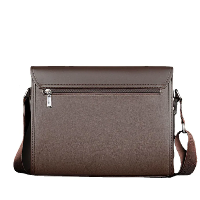 Fashion Horizontal Men's Briefcase Business Shoulder Bag Long PU Leather Crossbody Computer Laptop Bag for Men