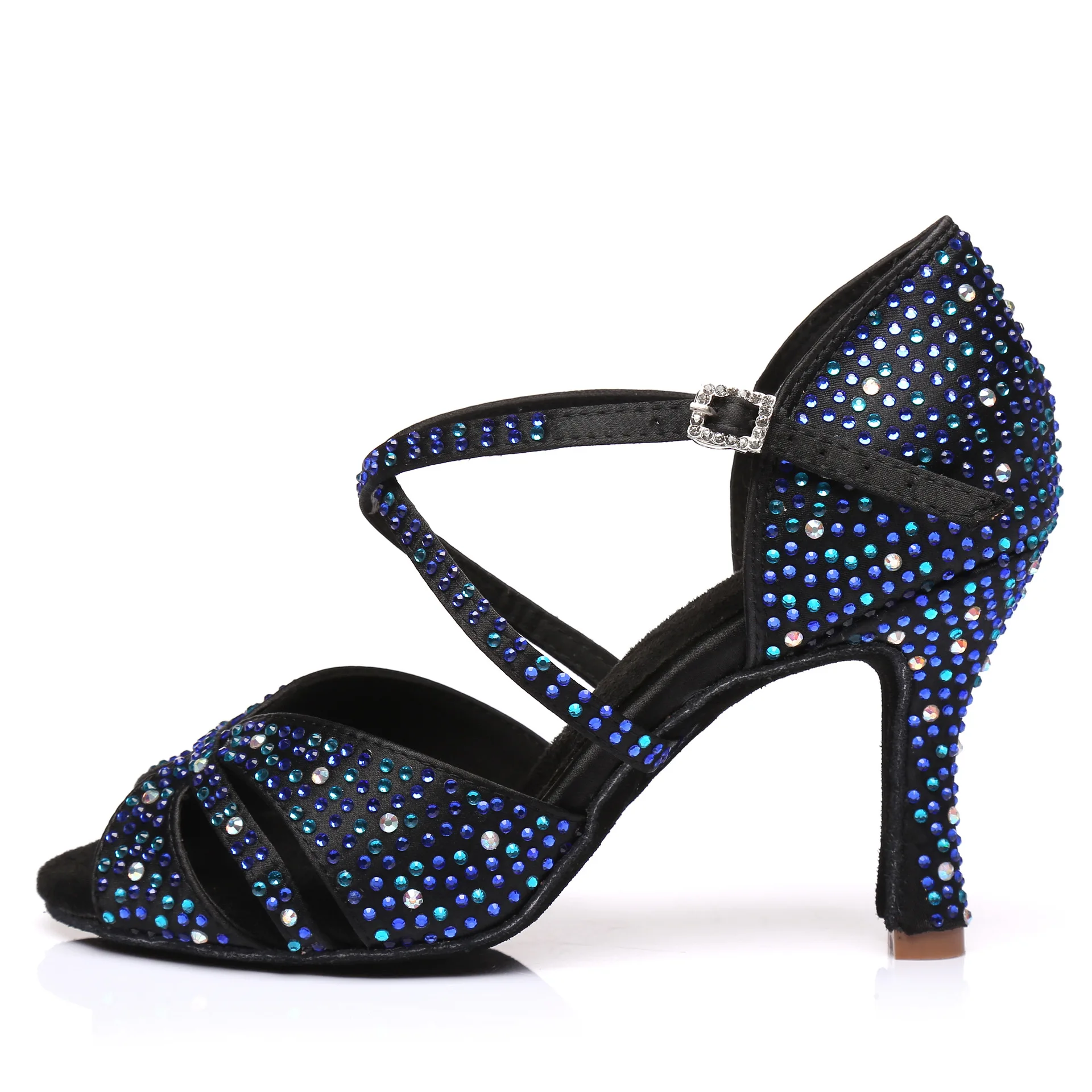 

Diamond-encrusted Dance Shoes Latin Comfortable Chacha Denim Female Adult Fashion Hot Sandals Stage Game Ballroom Performances