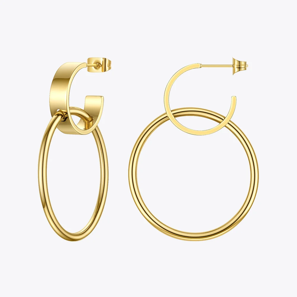 

ENFASHION C Shape Circle Drop Earrings For Women Gold Color Stainless Steel Earings 2020 Fashion Jewelry Holiday Kolczyki E1178