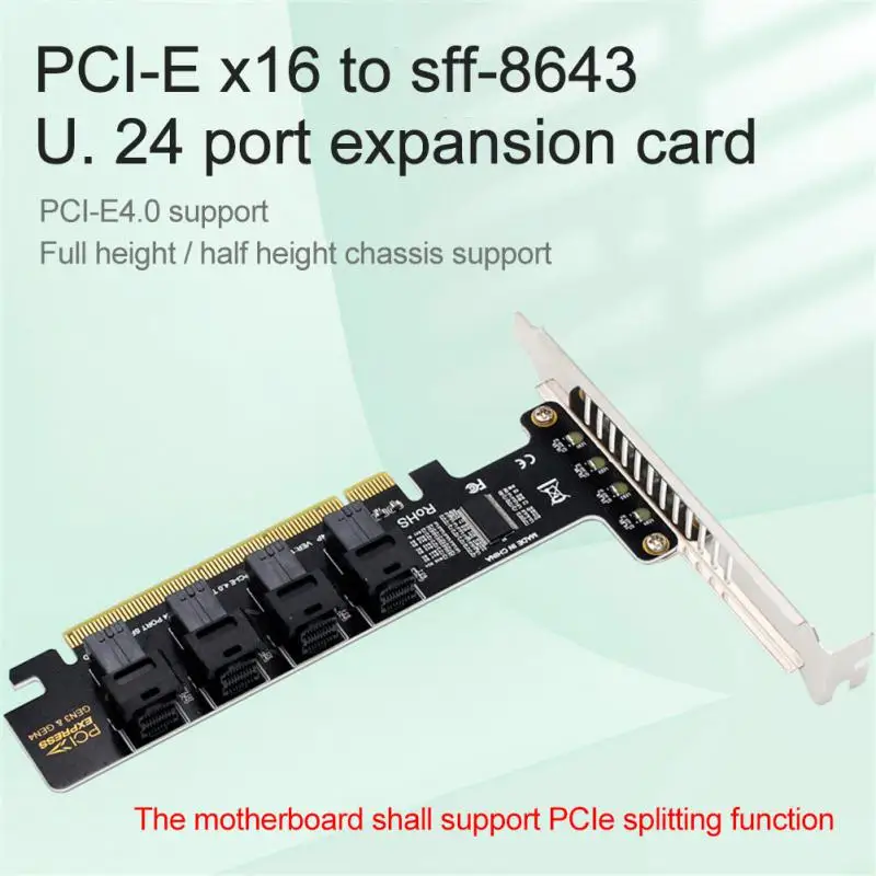 

M2EC 4.0 PCI-E X16 To 4 Ports SFF-8643 U.2 NVME Expansion Adapter Card Support SSF 8643 To SFF-8639 SSD