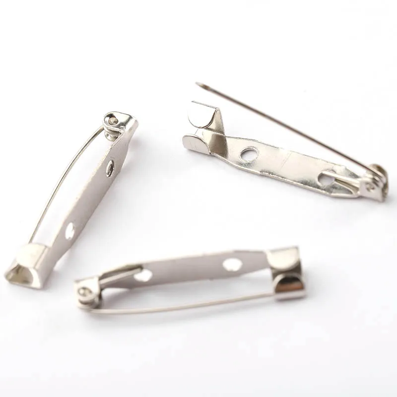 50pcs/Lot 15mm to 45mm Brooch Clip Base Rhodium Color Brooches Back Settings Accessories For DIY Jewelry Making Safety Pins Clip