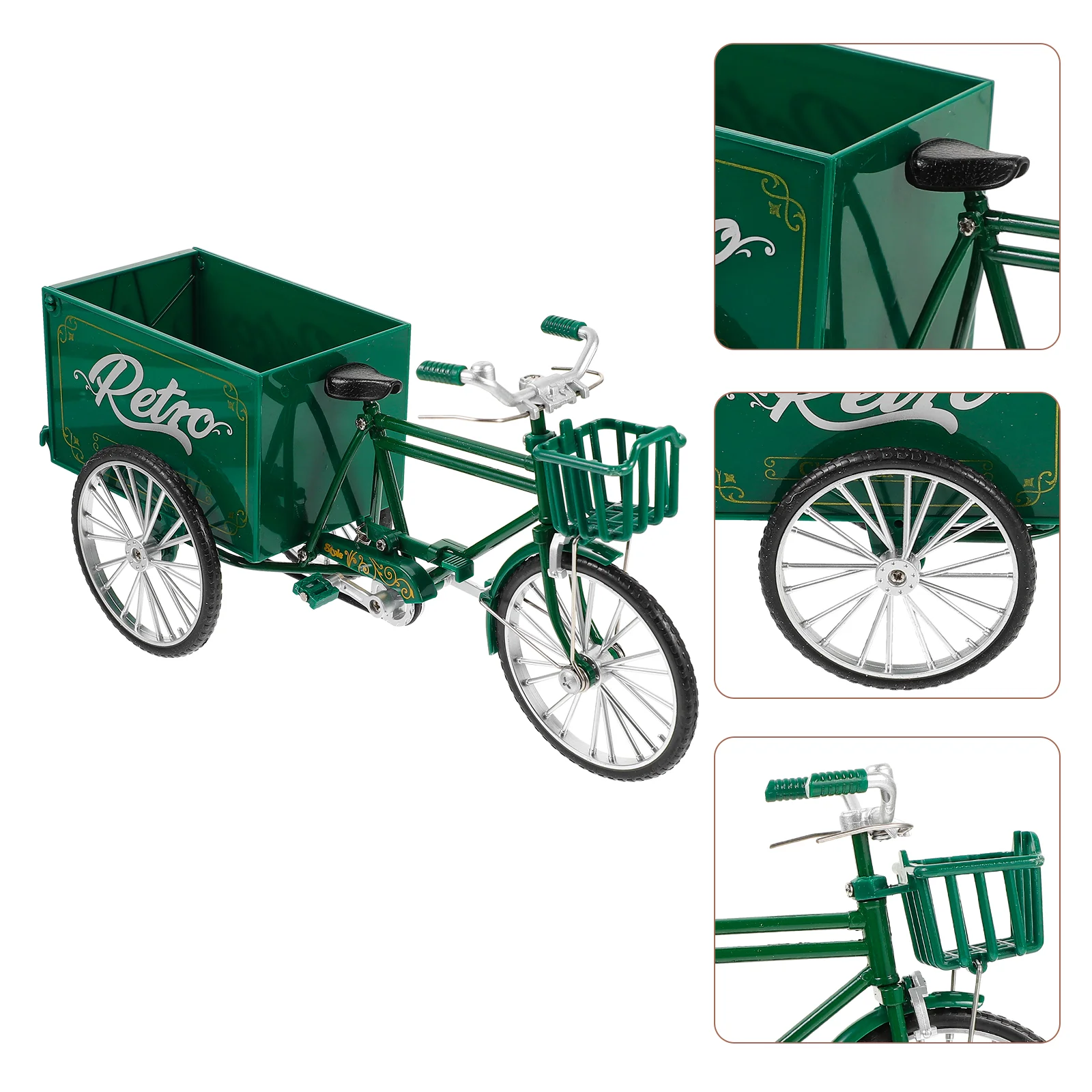 

Office Desktop Retro Tricycle Model Metal Tricycle Ornament Vintage Metal Tricycle Model