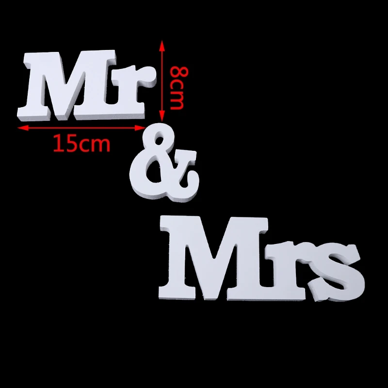

Mr & Mrs White Wooden Letters Sign For Sweetheart Wedding Table Decoration Home Desktop Decor