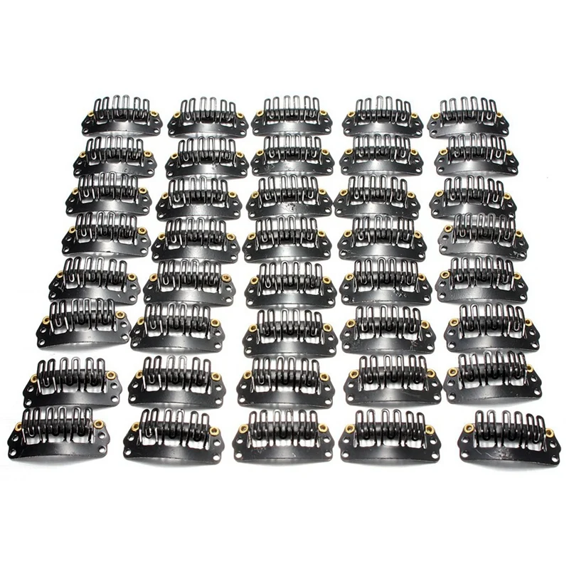 

200Pcs U-Shaped Clamp For Hair Extensions Wig Clips DIY Comb Black Frame