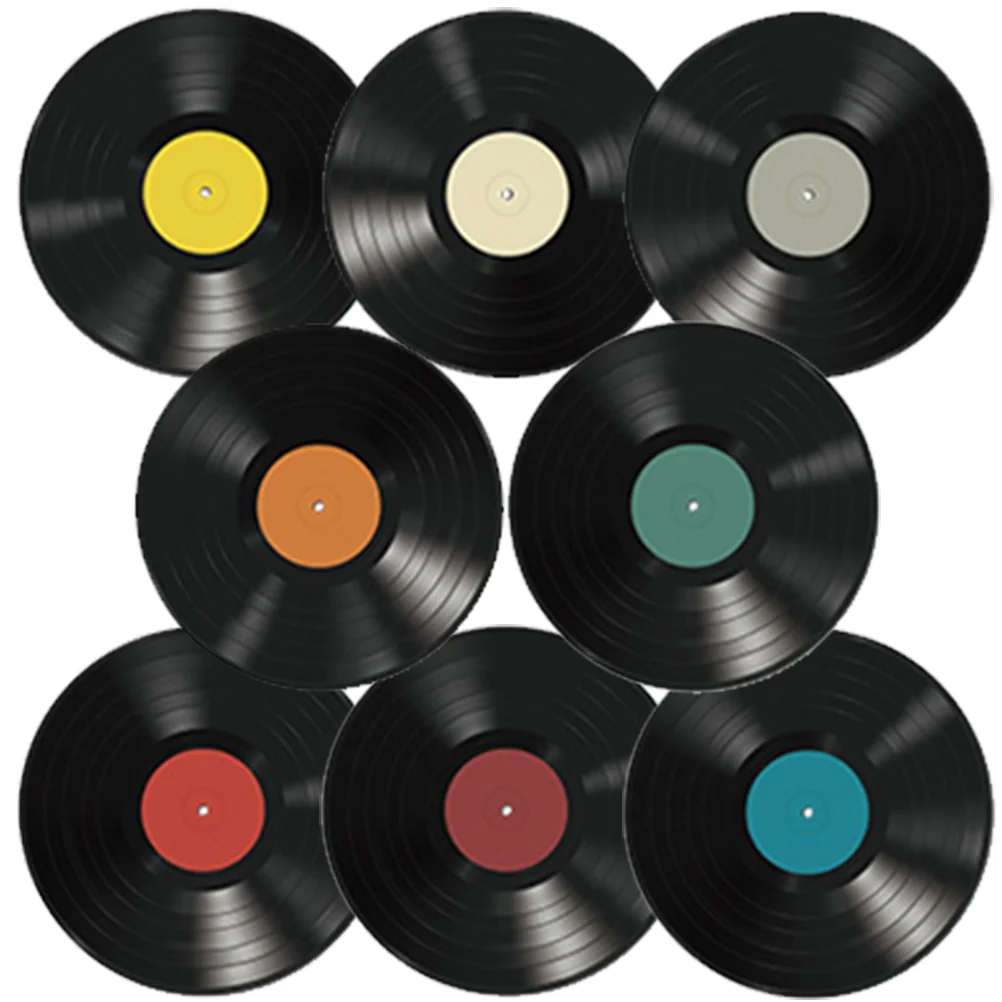 

8 Pcs Vinyl Record Decoration House Ornaments Vinyl Record Wall Decor Porch Musical Wall Decals Pvc Music Party Favors