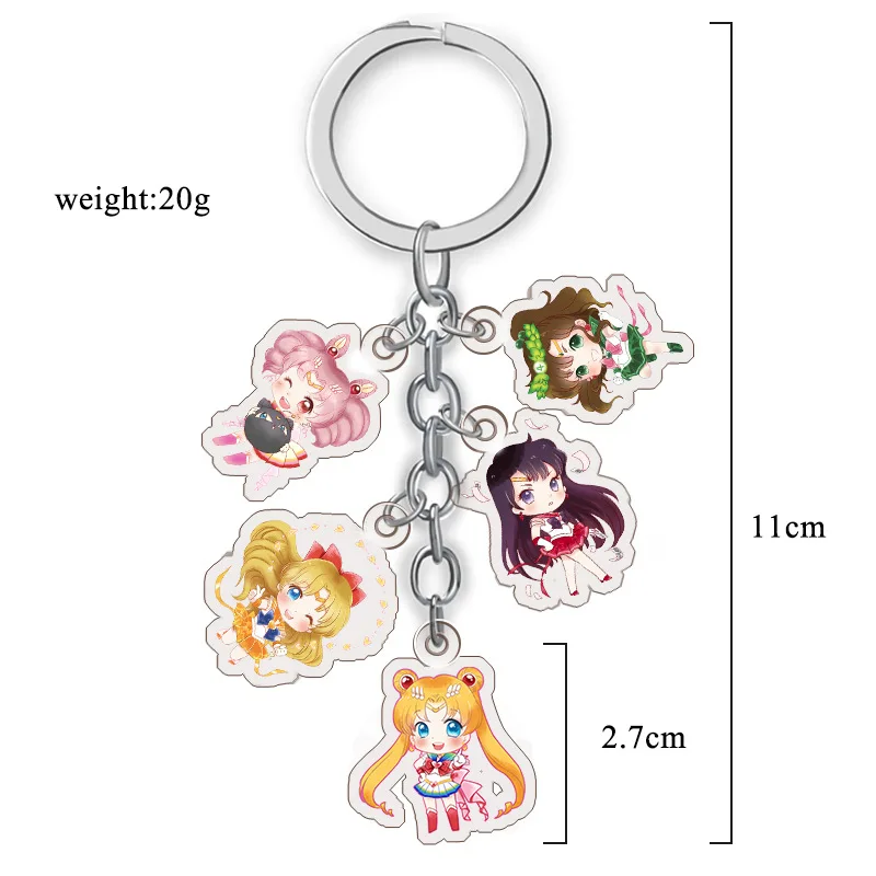 Japanese Anime Cartoon Girls Key Chains Tsukino Usagi Luna Cat Acrylic Key Holder Ladies Bag Phone Decor Keyring 5 Pendant