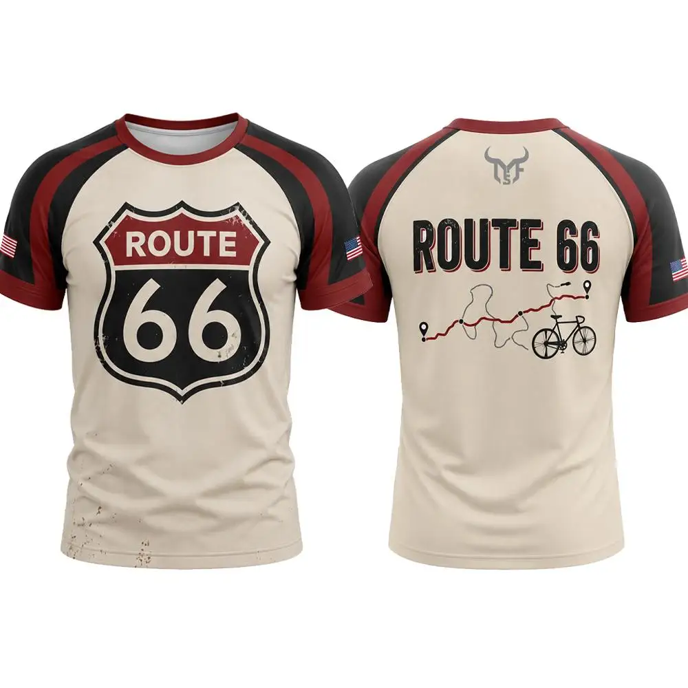 Фото Футболка Route 66 Centennial для мужчин и женщин, винтажная футболка с графическим рисунком, ретро-футболка для велоспорта, путешествий и приключений, повседневная летняя футболка с круглым вырезом №4