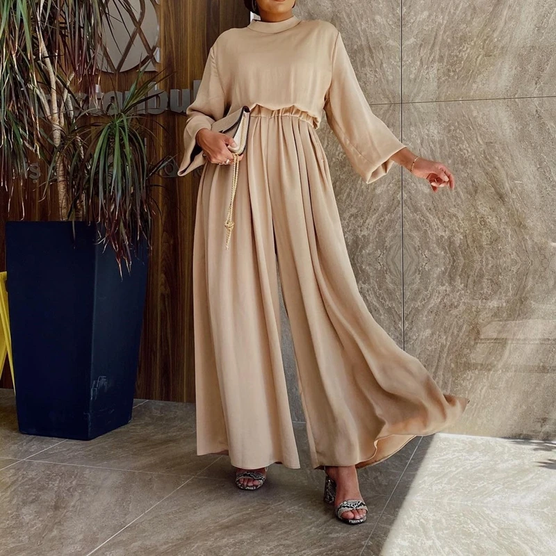 Рамадан ИД мусульманское атласное платье Дубай абайя наборы Арабская индейка модное платье для женщин топ и брюки женский кафтан