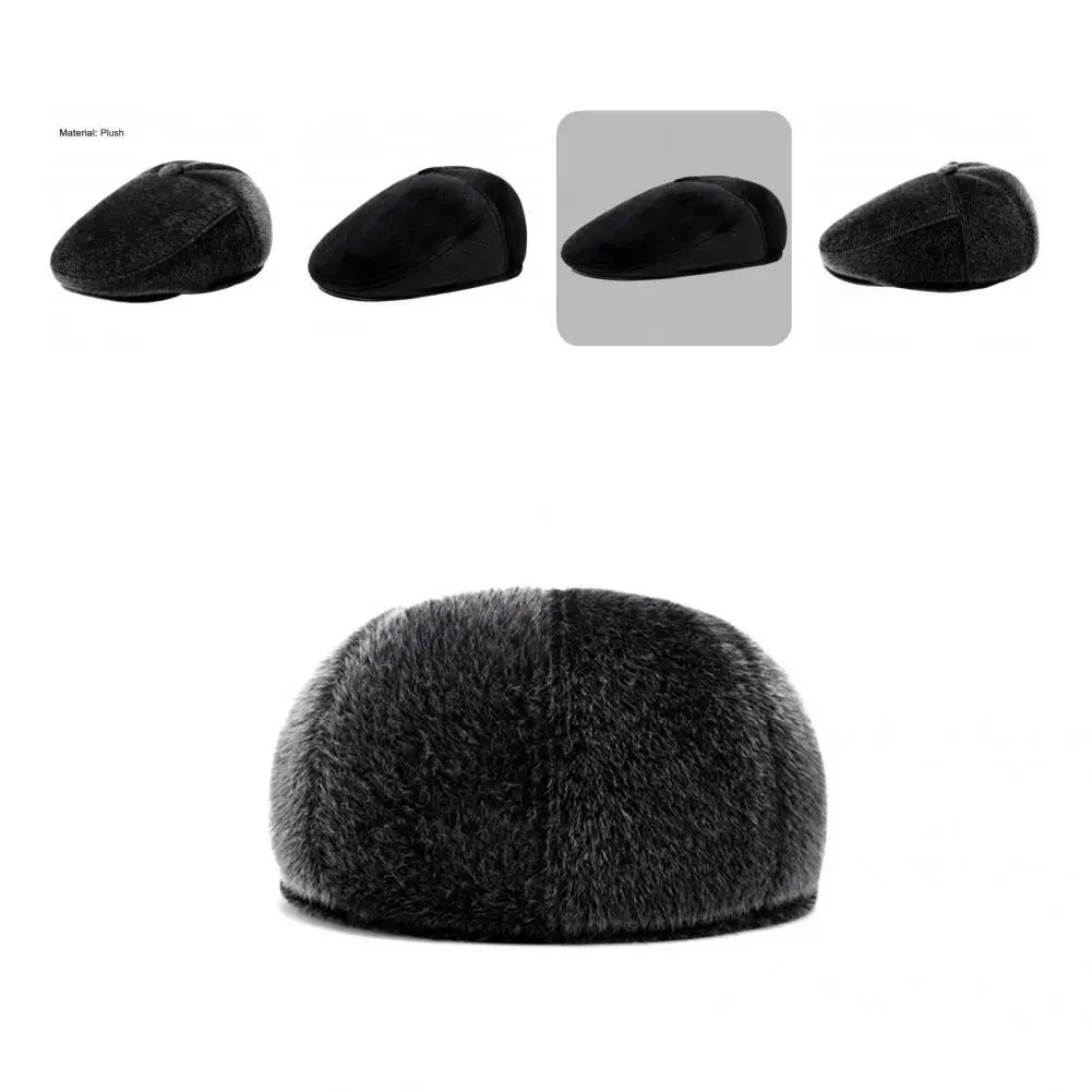 

Elderly Peaked Cap Thick Dad Hat Pure Color Handsome Newsboy Hat