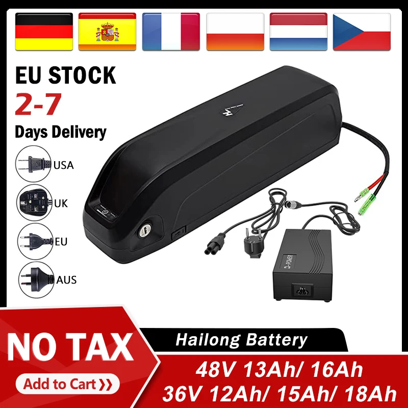 

48V Hailong Battery 36V Ebike Battery Lithium 18650 Cells electric bike downtube Powerful 48V E-bike 500W 1000W BAFANG motor kit