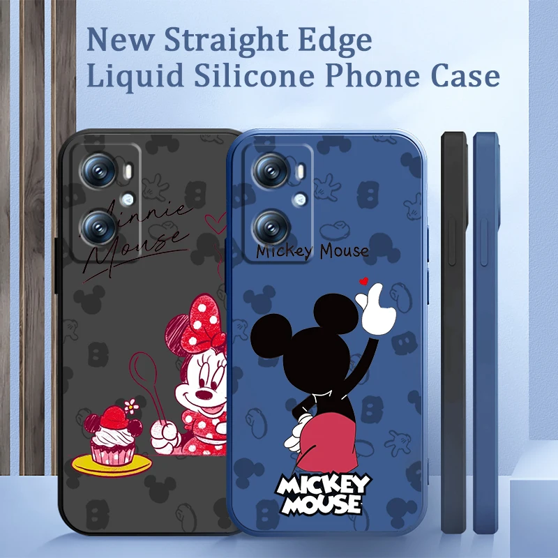 

Love Mickey Minnie Couple Phone Case For OPPO Find X5 X3 F21 Lite A96 A94 A93 A77 A76 A74 A72 A57 A53S A16 A9 5G Liquid Rope