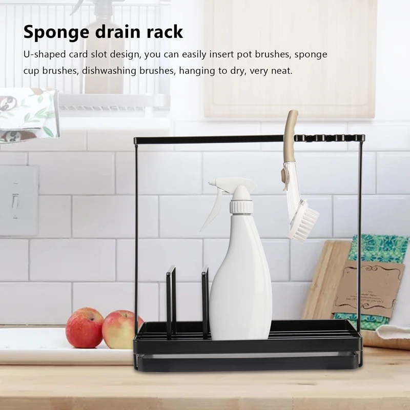 

BMDT-Sponge Holder For Kitchen Sink,Sponge Soap Brush Holder With Innovative Storage Sponge Holder With Plastic Drain Pan