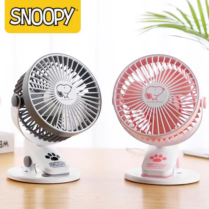 

Snoopy Cartoon Household Mini Usb Desktop Fan Ornament Student Dormitory Noiseless Bedside Clip Fan Kawaii Anime Toy Kids Gifts
