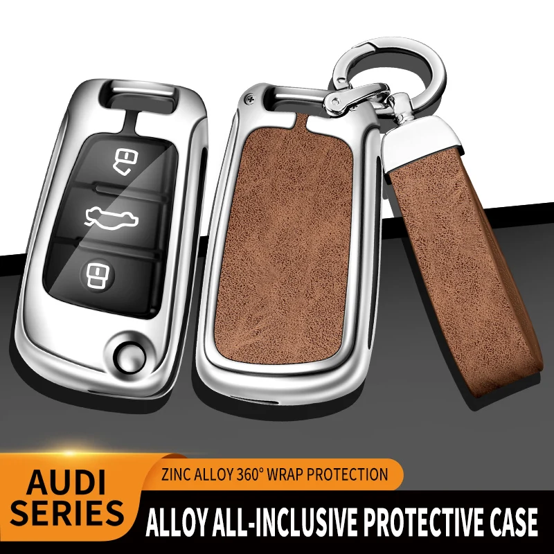 

Zinc Alloy Cover Case Shell Fob for Audi A1 A3 A6 Q2 Q3 Q7 TT TTS R8 S3 S6 RS3 RS6 3 Buttons Folding Remote Control key