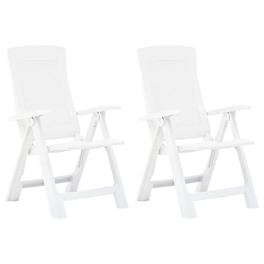 

Garden Reclining Chair of 2, Plastic Outdoor Seat Chair, Patio Furniture White 58 x 62 x 108 cm