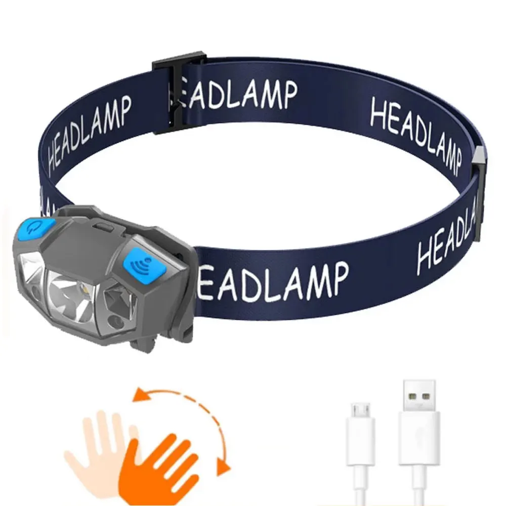 

Super Bright XPE LED Motion Sensor HeadLamp Rechargeable Waterproof 5 Modes Flashlight White Red Headlight for Camping Fishing