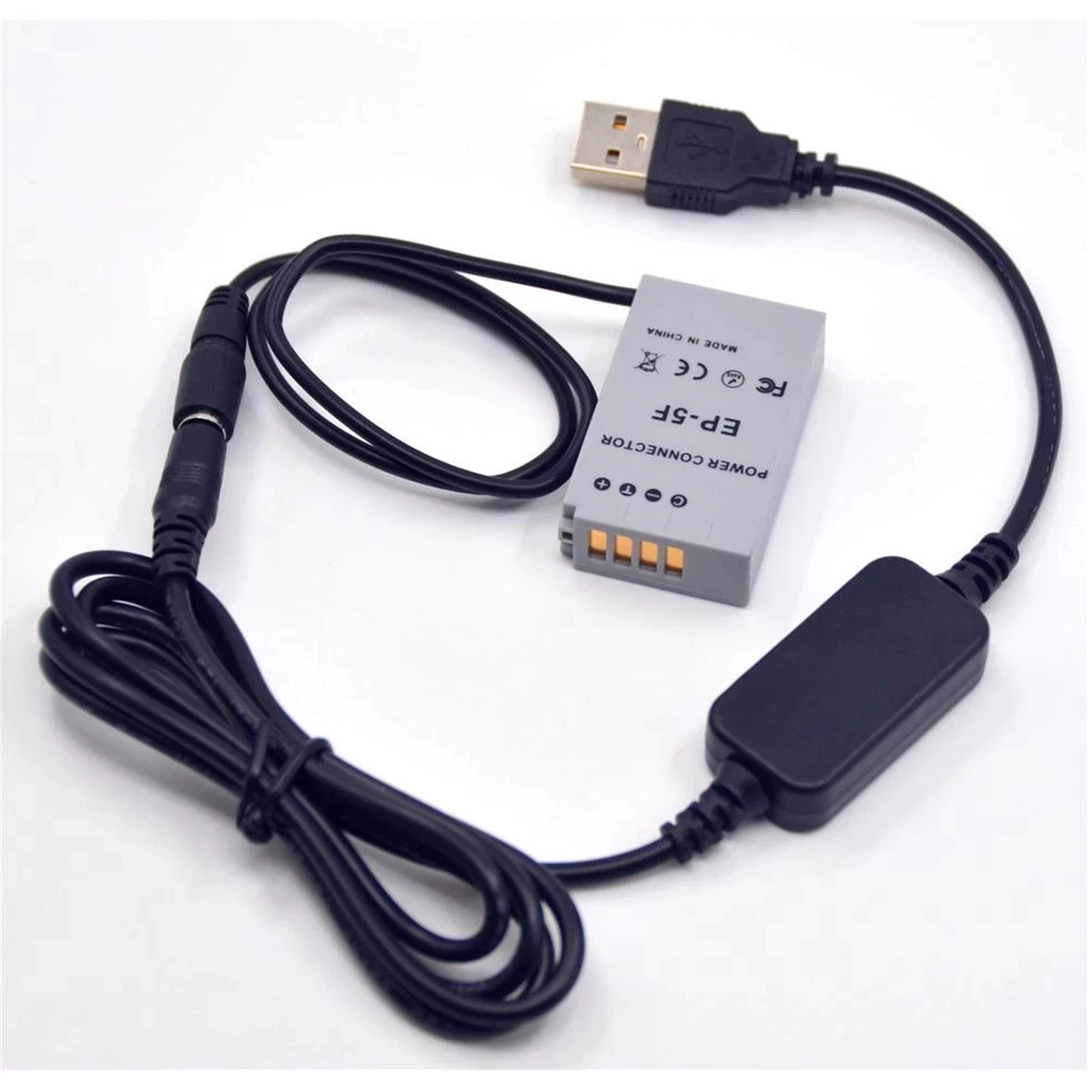 

EN-EL24 Dummy Battery Power Bank 5V USB Cable Adapter + EP-5F DC Coupler For Nikon 1 J5 1J5