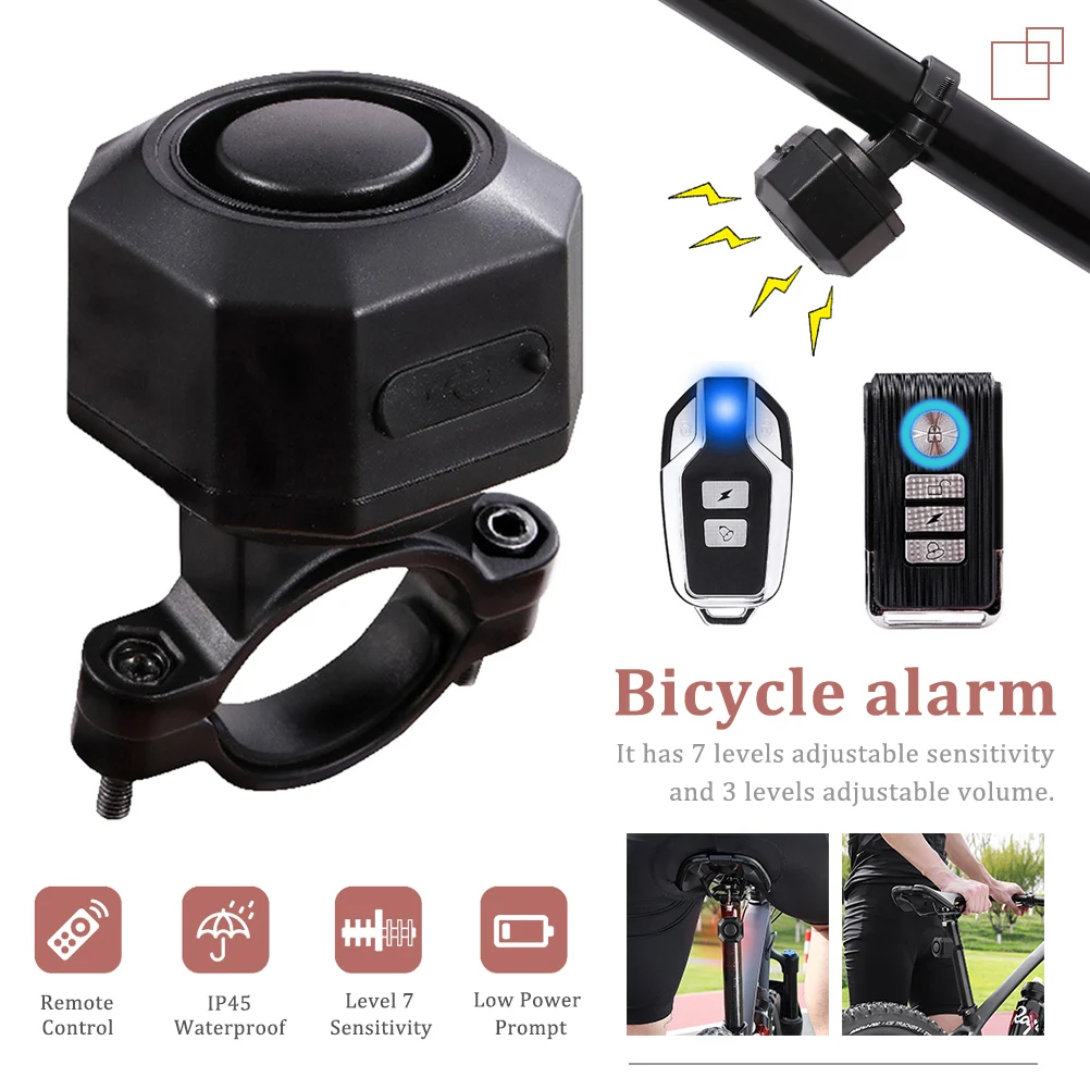 

Wireless Bike Alarm with Remote 110dB Bicycle Anti-Theft Vibration Motion Sensor Alarm Waterproof Motorcycle Security Accessory