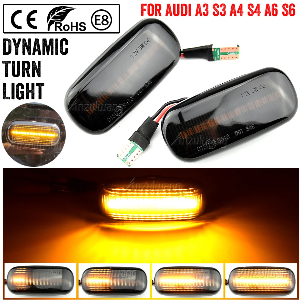 

2PCS Turn Signal Side Marker Light For Audi A3 S3 8P A4 B6 B8 B7 S4 RS4 A6 S6 C5 2005 Sequential Led Dynamic Flashing Blinker