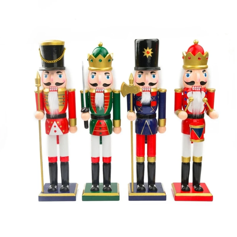 

Wood Christmas Nutcrackers Soldier King Figurine Red and White Puppet Ornaments dropshipping