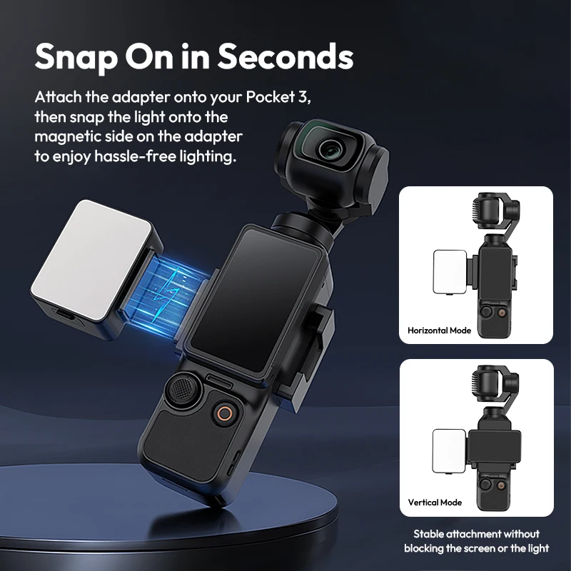 Фото Ulanzi LM001 Pocket 3 Магнитный мини-светильник 5800K 500 мАч Светодиодный видеосвет для видеосъемки DJI OSMO Pocket 3 Vlog №2