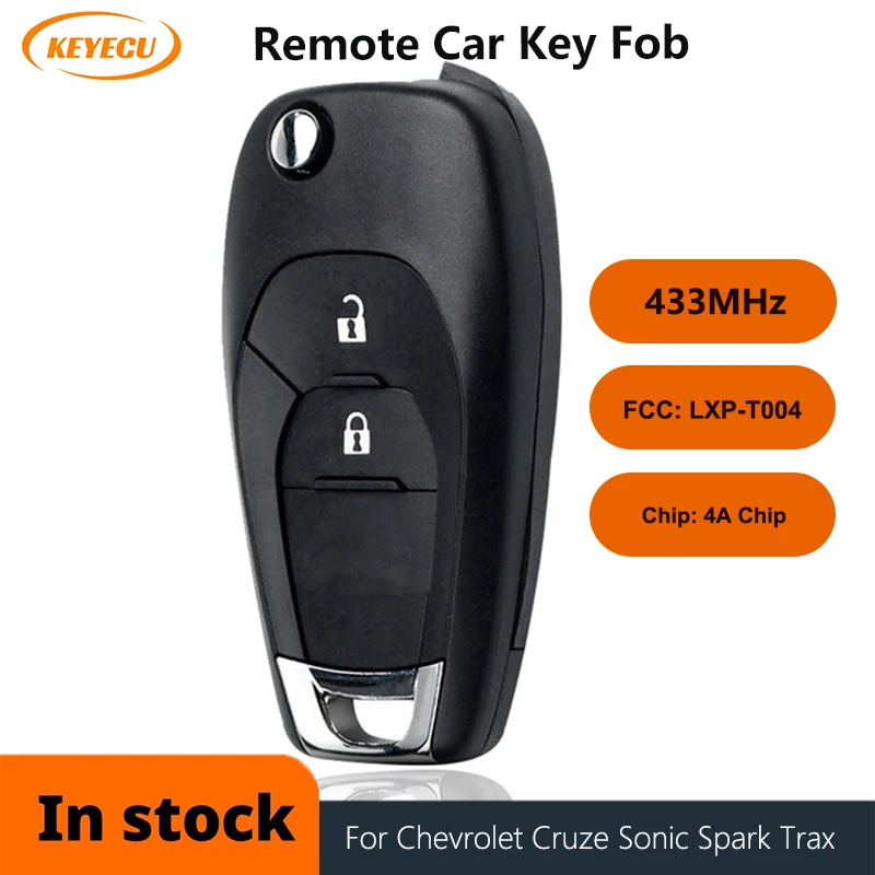 

KEYECU OEM Board Flip Remote Control Car Key 2 Buttons 434MHz 4A Chip Fob for Chevrolet Trax Spark Sonic 2021 2022, Cruze 2015