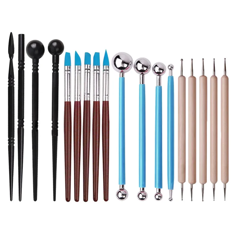 

18pcs Polymer Shapers Clay Sculpting Kit Ball Stylus Dotting Tools Wax Carving Pottery Ceramic Tools Modeling Carved Tool