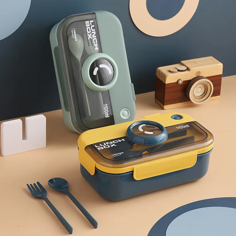 

Однослойный Портативный Ланч-бокс, Электронная вилка и ложка для разогрева микроволновой печи, герметичная, для студентов и офисов