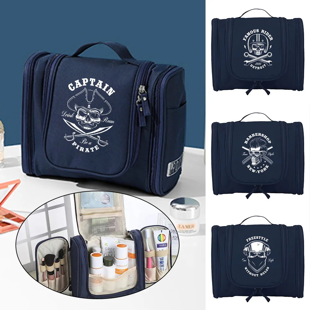 

Women Travel Makeup Bag Toiletry Kits Organizer Bags Hanging Unisex Washing Cosmetic Storage Make Up Cases Skull Series