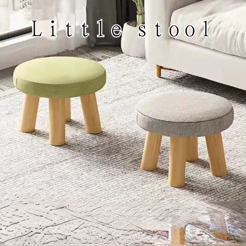 

Small Stool Household Round Stool Mushroom Stool Creative Cute Living Room Small Stool Short Stool Solid Wood Cloth Art Exchange