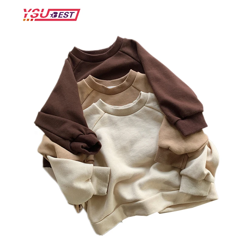 

Детский свитер, новинка на весну и осень, повседневные толстовки с длинным рукавом для маленьких девочек и мальчиков, Детская футболка с круглым вырезом, хлопковый пуловер, топы