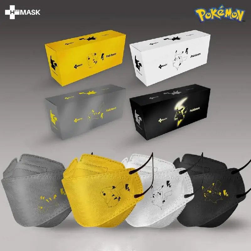 

2022 New Anime Pokemon Disposable Adult Mask Pikachu Image Four-layer Three-dimensional Protection Breathable Willow-shaped Mask