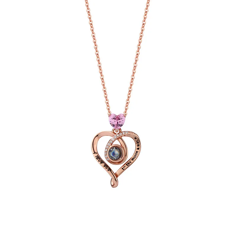 S925 Custom Photo Projection Necklace Love Heart Zircon Jewelry With Gifts Box 2023 Trendy Luxury Accessories Valentine Present