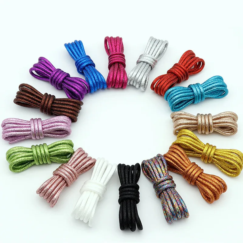 

1 pair Shiny Round Colorful Bright Shoelaces Canvas Sneakers Sports Casual Shoes Laces Strings Dropship