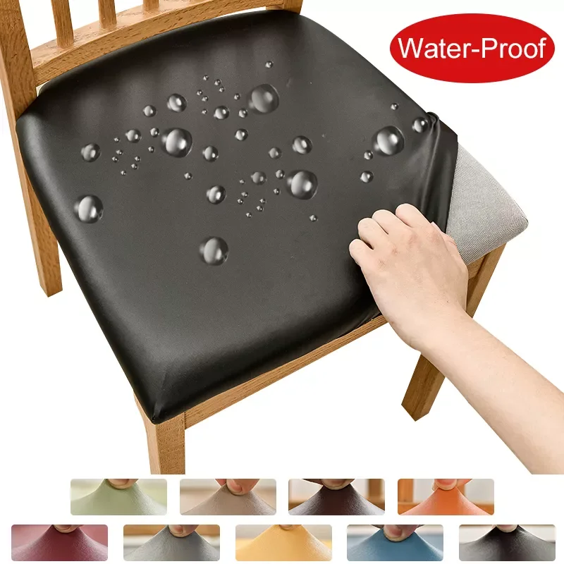 

1/2/4/6 Pieces Waterproof PU Fabric Seat Cushion Covers Stretch Chair Cover Slipcovers For Hotel Banquet Dining Living Room