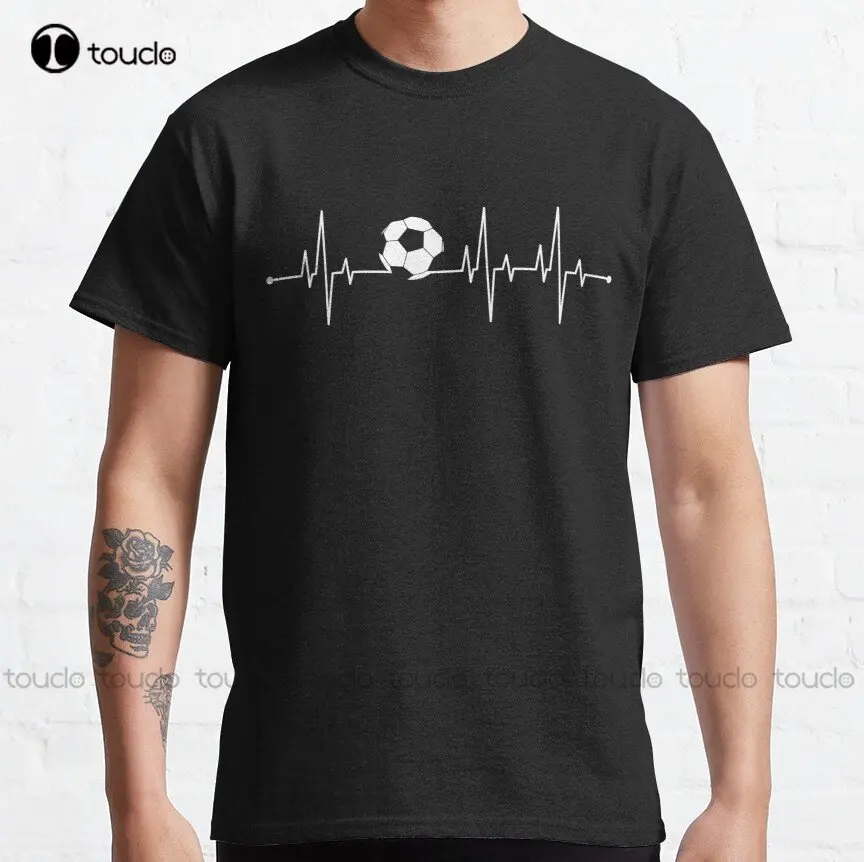 

Soccer Heartbeat Classic T-Shirt Girls White Shirt Custom Aldult Teen Unisex Digital Printing Tee Shirts Xs-5Xl Streetwear