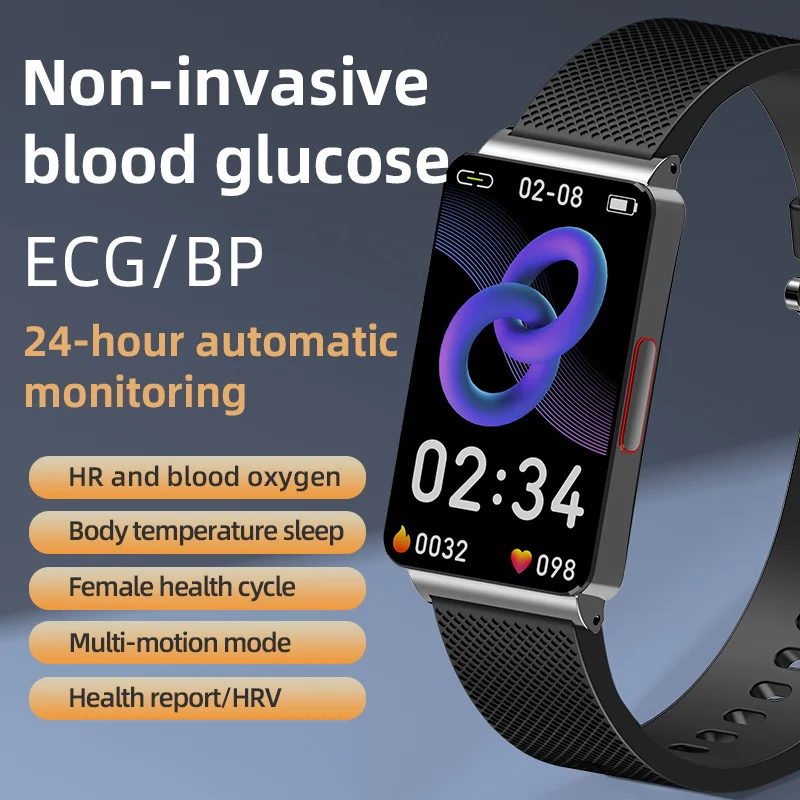 

ECG PPG Blood Pressure Heart Rate Smartwatches For Men Non-invasive Blood Glucose Ladies Fitness Bracelet Waterproof Watch Band