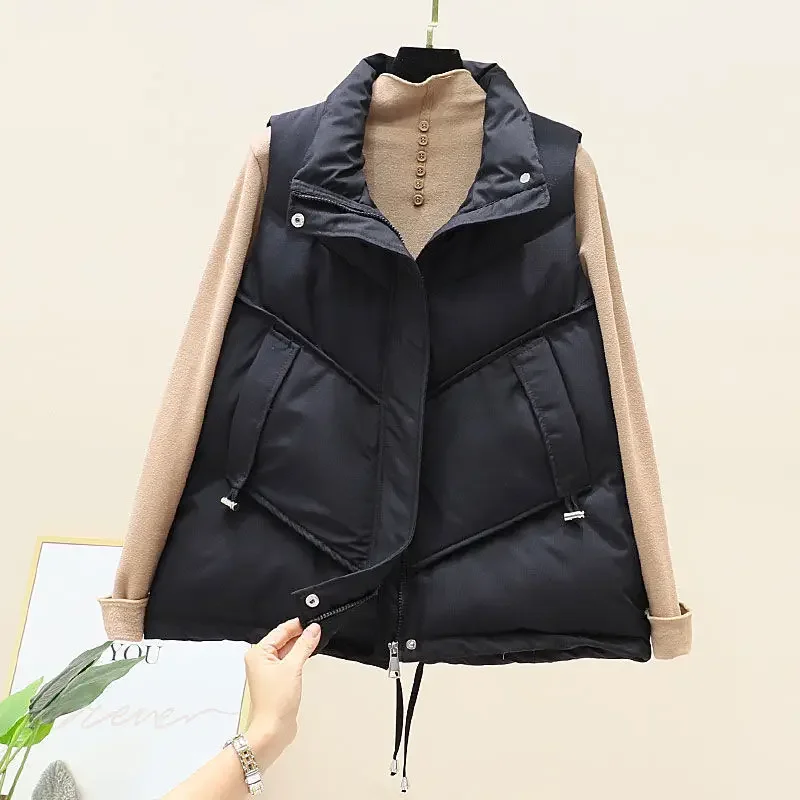 

Женский жилет, Осень-зима 2023, новая Корейская версия, свободный и универсальный пуховой хлопковый топ, милое короткое пальто, жилет