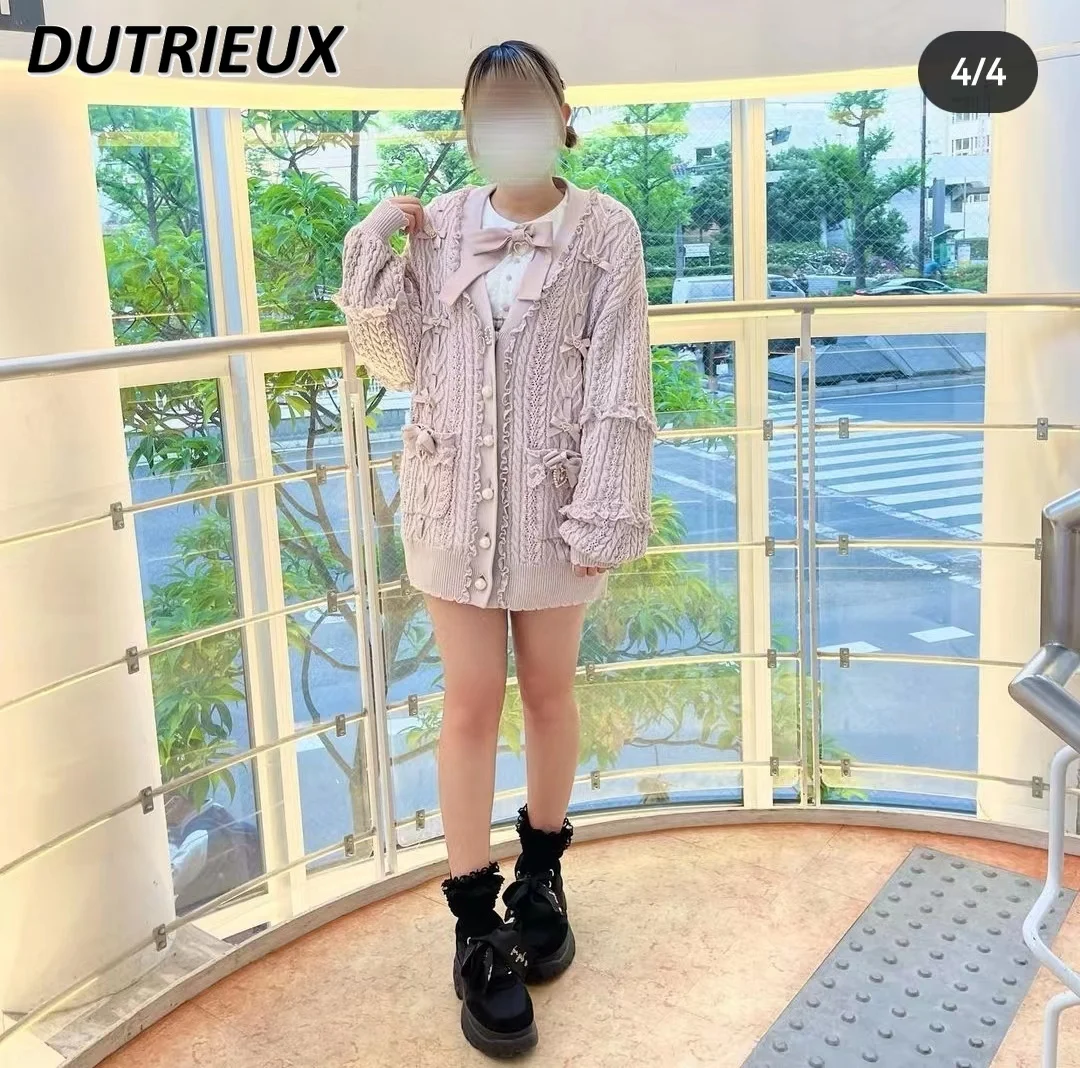 Универсальный осенне-зимний новый вязаный кардиган для милых девочек