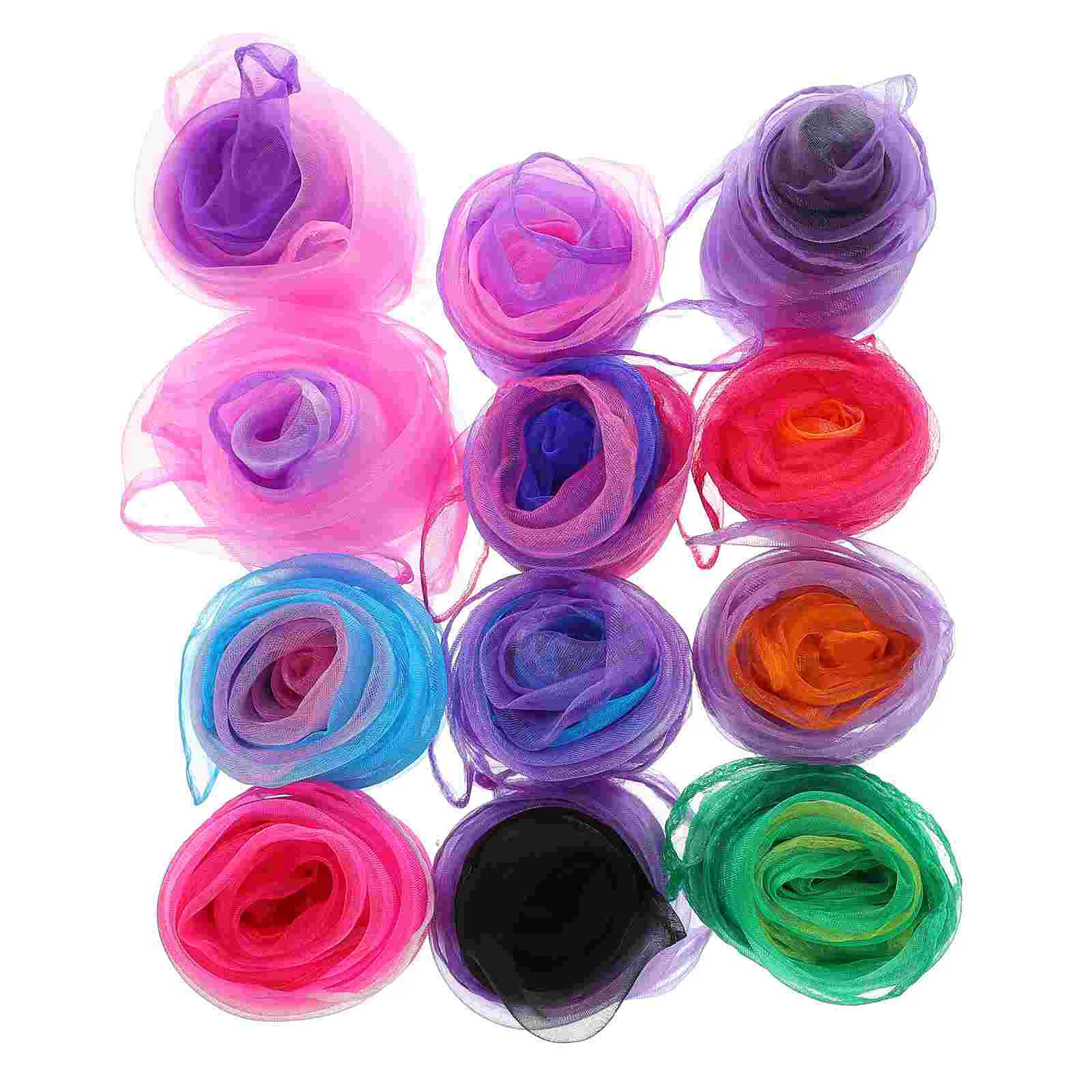 

12PCS Gradient Color Dance Scarves Juggling Scarves Scarves Scarves for Decoration Kids Performance (Random Color)
