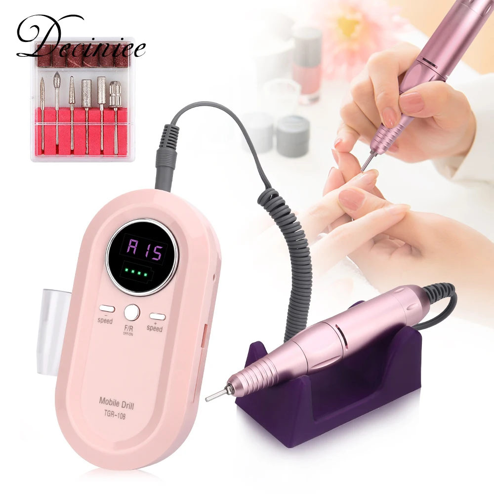 

30000RPM Professional Rechargeable Acrylic Nail Drill Machine Portable Nail File Manicure Pedicure Polishing Cuticle Nail Art