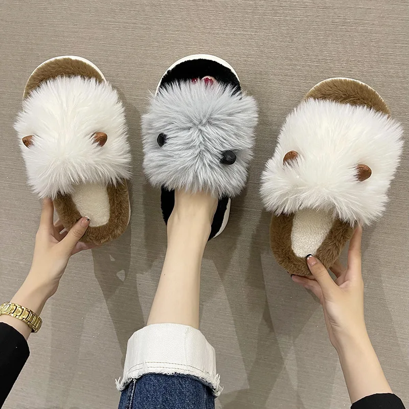 

Large Size Clogs With Heel Velvet Shoes Low Sandals Woman Leather Big Thick Suede Low-heeled Outside Fur Fashion Girls Rome Basi