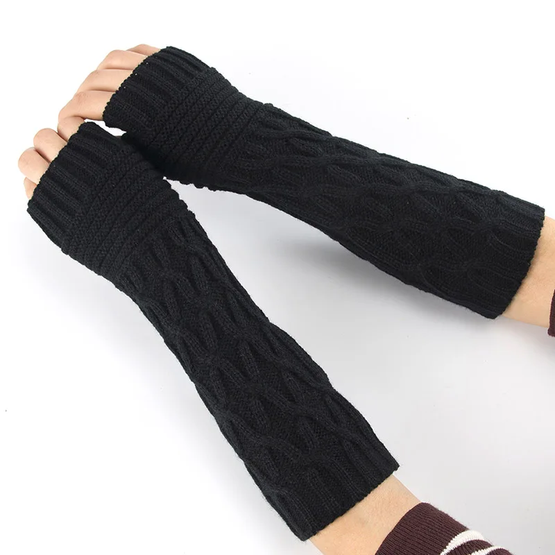 

1pair Women Winter Knitted Gloves Half Finger Arm Cover JK Lolita Mittens Girl Warmers Arm Sleeve Christmas Fingerless Gloves