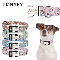 flowers pattern customize dogs collar safety breakaway adjustable personalized engrave name phone collar for all ages pets