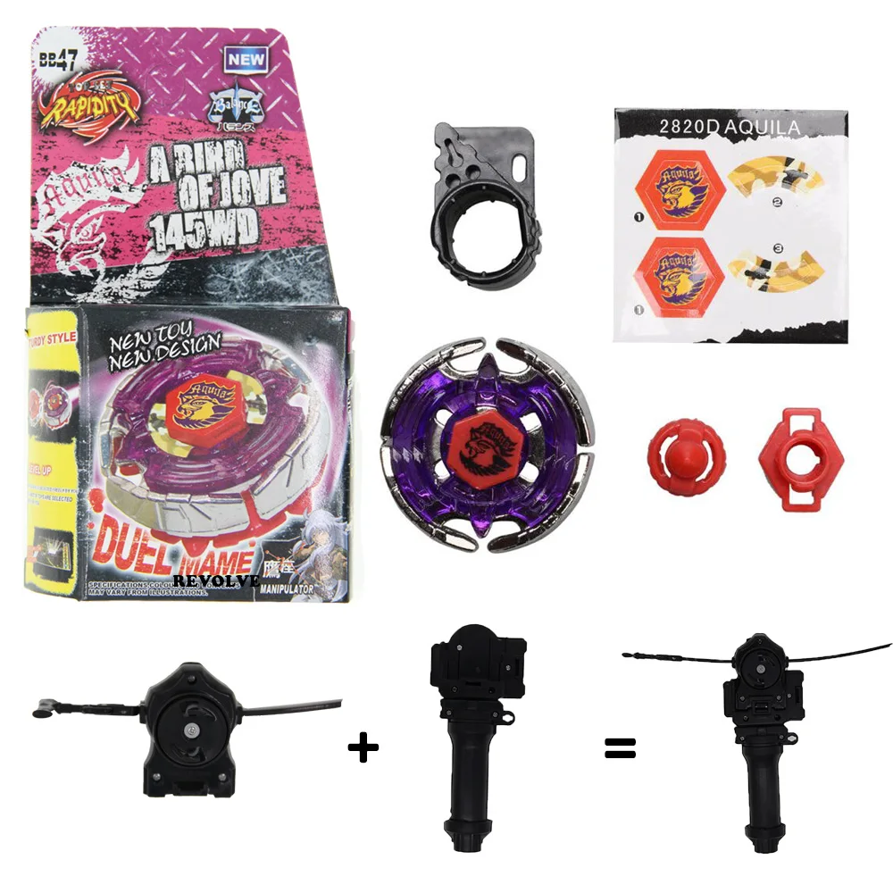 twisted tempo B-X TOUPIE BURST BEYBLADE GENUINE Earth Eagle Aquila 145WD BB47 ripper with grip +black pull line